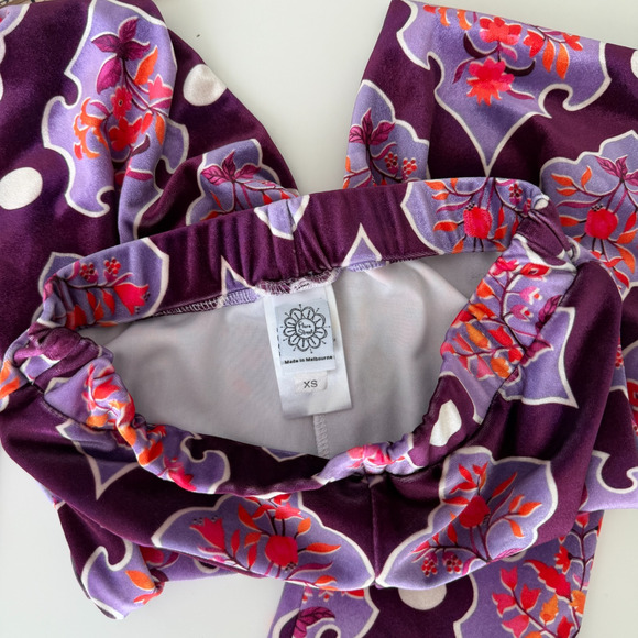 Free People Flare Street Velvet Flare Pants XS High Rise 70s Damask Boho Baroque - Picture 8 of 13